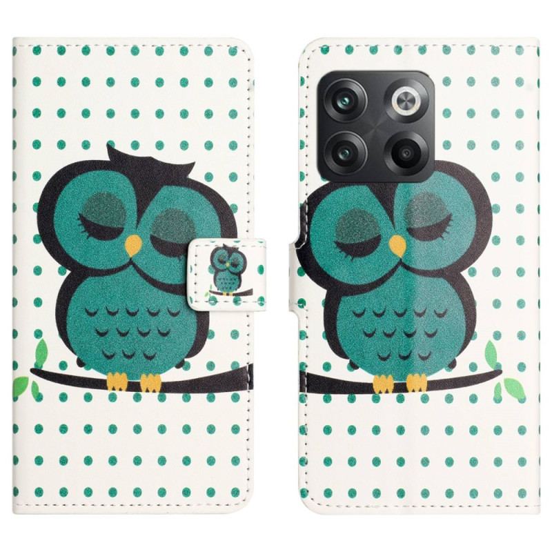 Capa Flip Para OnePlus 10T 5G Coruja Adormecida