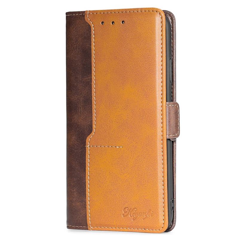 Capa Flip Para OnePlus 10T 5G Efeito De Couro De Dois Tons