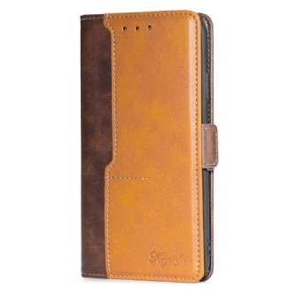 Capa Flip Para OnePlus 10T 5G Efeito De Couro De Dois Tons