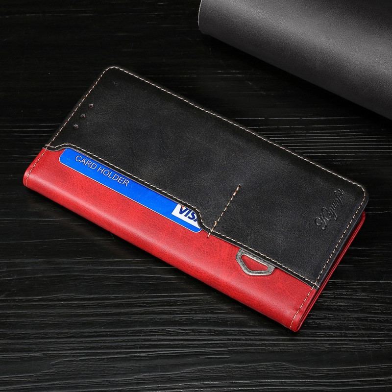 Capa Flip Para OnePlus 10T 5G Efeito De Couro De Dois Tons