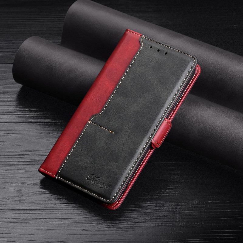 Capa Flip Para OnePlus 10T 5G Efeito De Couro De Dois Tons