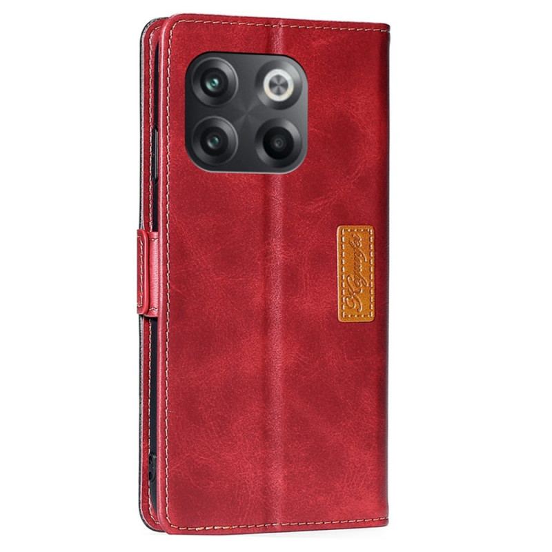 Capa Flip Para OnePlus 10T 5G Efeito De Couro De Dois Tons