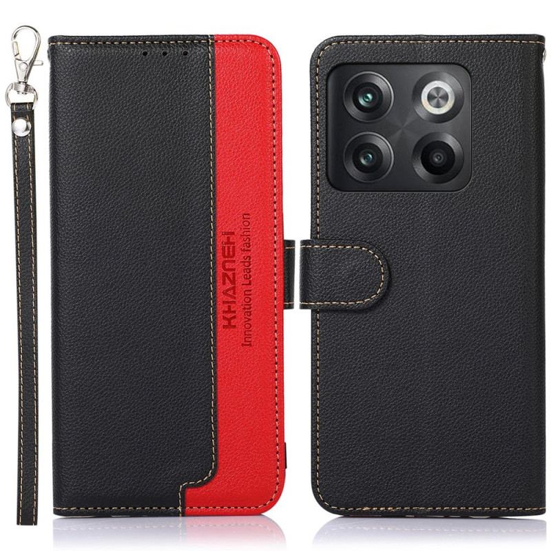 Capa Flip Para OnePlus 10T 5G Estilo Lichia Rfid Khazneh