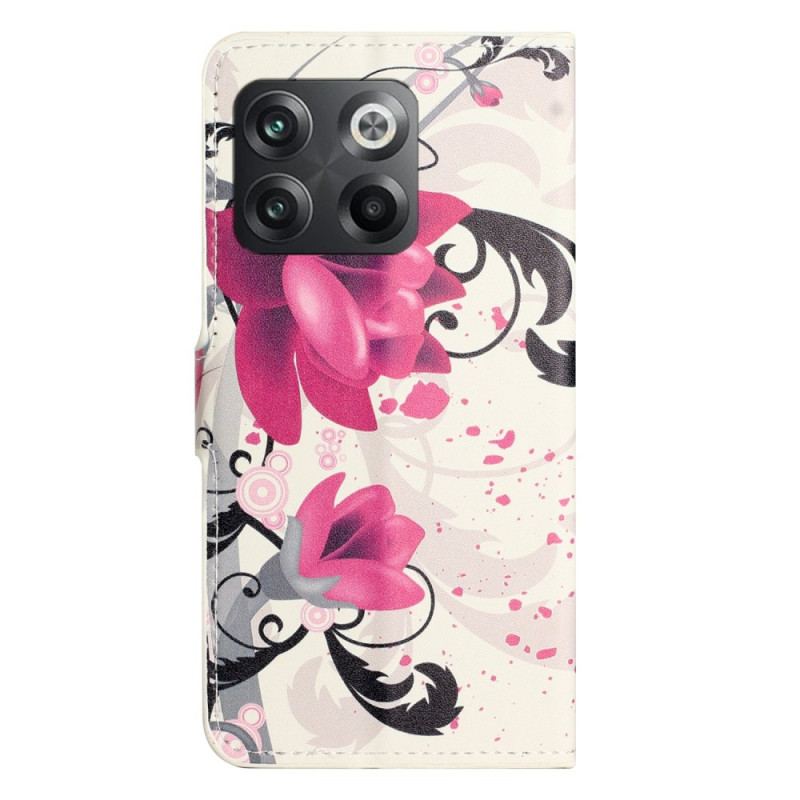 Capa Flip Para OnePlus 10T 5G Flores Tropicais