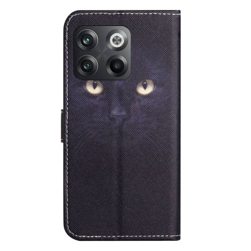 Capa Folio Para OnePlus 10T 5G De Cordão Gato Preto Com Alça