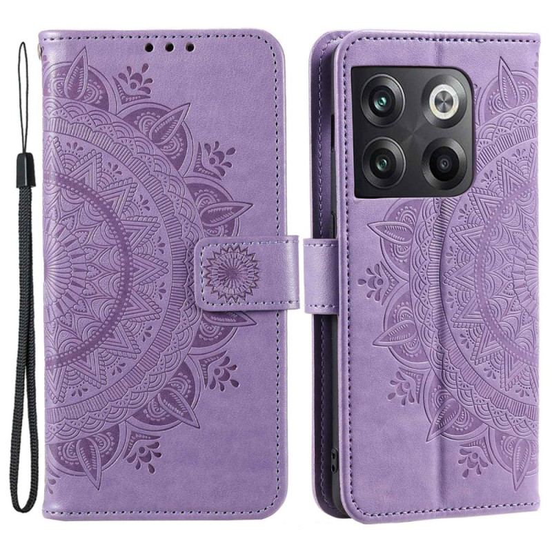 Capa Folio Para OnePlus 10T 5G De Cordão Mandala Do Sol Strappy