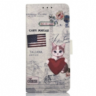 Capa Folio Para OnePlus 10T 5G Gato Viajante