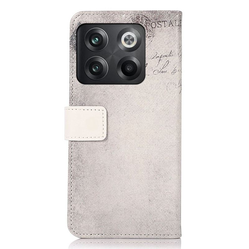 Capa Folio Para OnePlus 10T 5G Gato Viajante