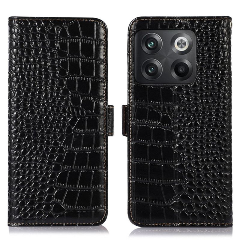 Capa Folio Para OnePlus 10T 5G Rfid Estilo Crocodilo