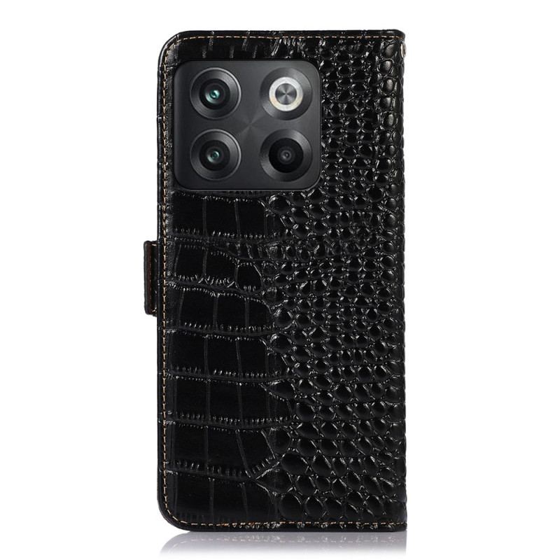 Capa Folio Para OnePlus 10T 5G Rfid Estilo Crocodilo