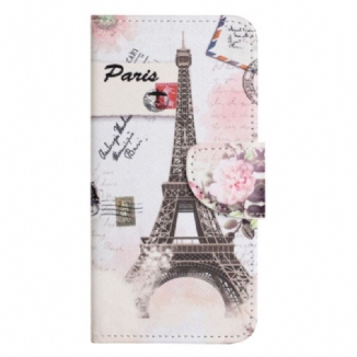 Capa Folio Para OnePlus 10T 5G Torre Eiffel Antiga