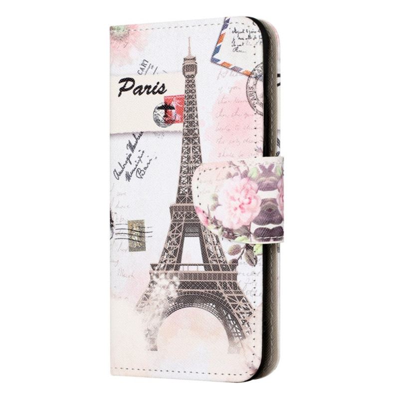 Capa Folio Para OnePlus 10T 5G Torre Eiffel Antiga