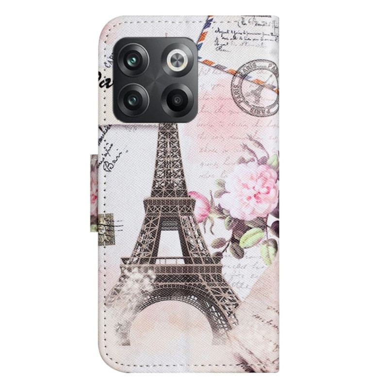 Capa Folio Para OnePlus 10T 5G Torre Eiffel Antiga