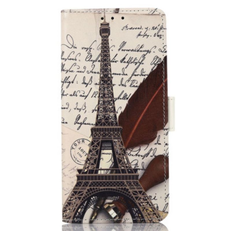 Capa Folio Para OnePlus 10T 5G Torre Eiffel Do Poeta