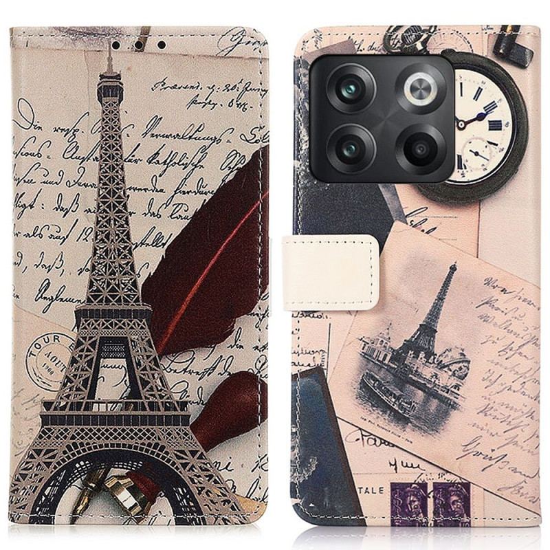 Capa Folio Para OnePlus 10T 5G Torre Eiffel Do Poeta