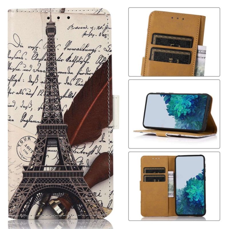 Capa Folio Para OnePlus 10T 5G Torre Eiffel Do Poeta