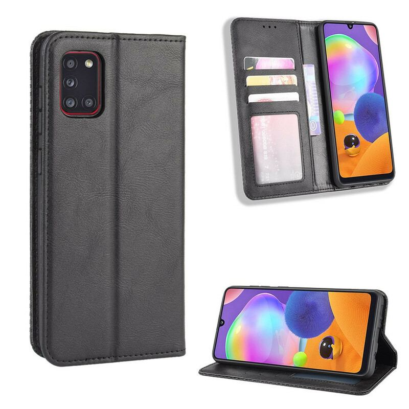 Capa De Celular Para Samsung Galaxy A31 Flip Efeito Couro Vintage Estilizado