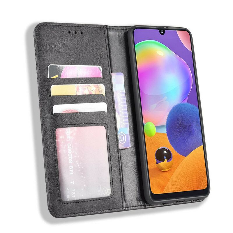 Capa De Celular Para Samsung Galaxy A31 Flip Efeito Couro Vintage Estilizado