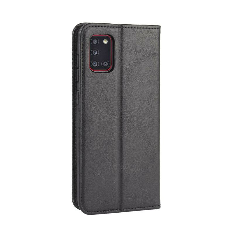 Capa De Celular Para Samsung Galaxy A31 Flip Efeito Couro Vintage Estilizado