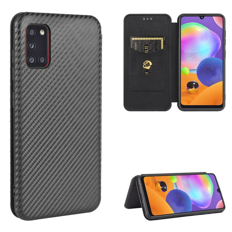 Capa De Celular Para Samsung Galaxy A31 Flip Fibra De Carbono