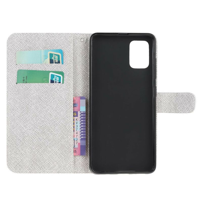 Capa De Couro Para Samsung Galaxy A31 De Cordão Gatos Divertidos Com Alça