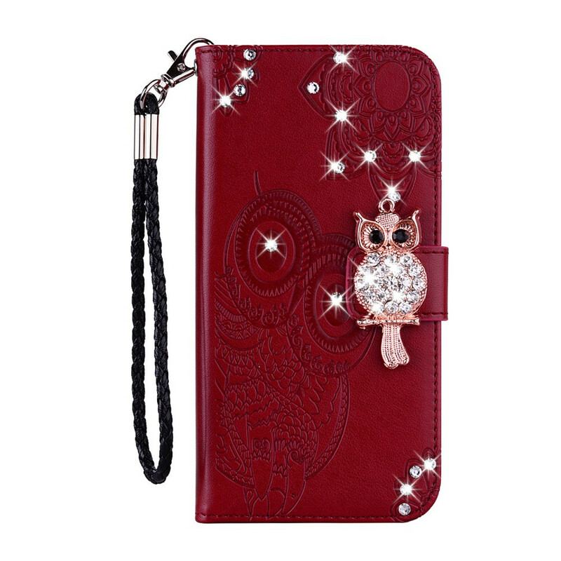 Capa De Couro Para Samsung Galaxy A31 Coruja Mandala E Charme