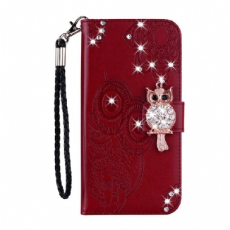 Capa De Couro Para Samsung Galaxy A31 Coruja Mandala E Charme