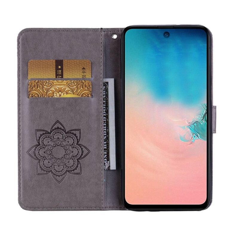 Capa De Couro Para Samsung Galaxy A31 Coruja Mandala E Charme