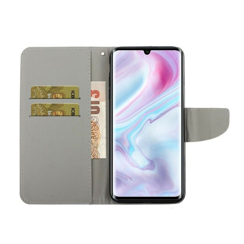 Capa De Couro Para Samsung Galaxy A31 Estrelas E Lantejoulas Com Cordão