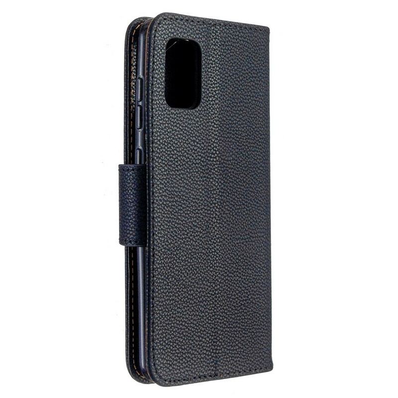 Capa De Couro Para Samsung Galaxy A31 Flip Lichia Rabat Oblíqua