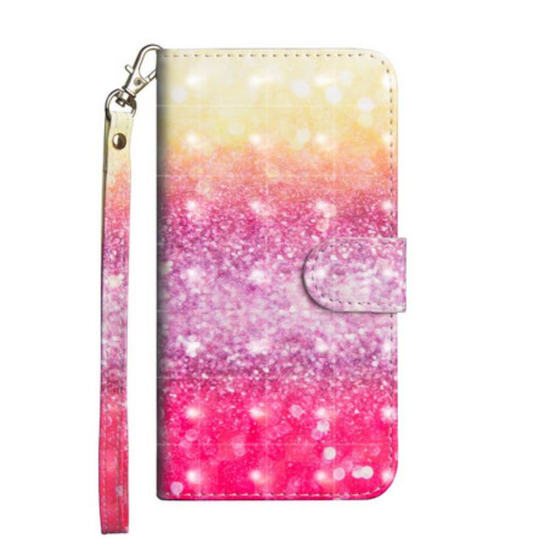 Capa De Couro Para Samsung Galaxy A31 Gradiente Glitter Magenta