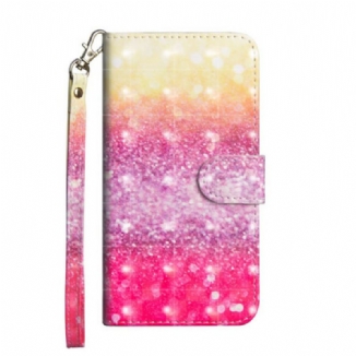 Capa De Couro Para Samsung Galaxy A31 Gradiente Glitter Magenta