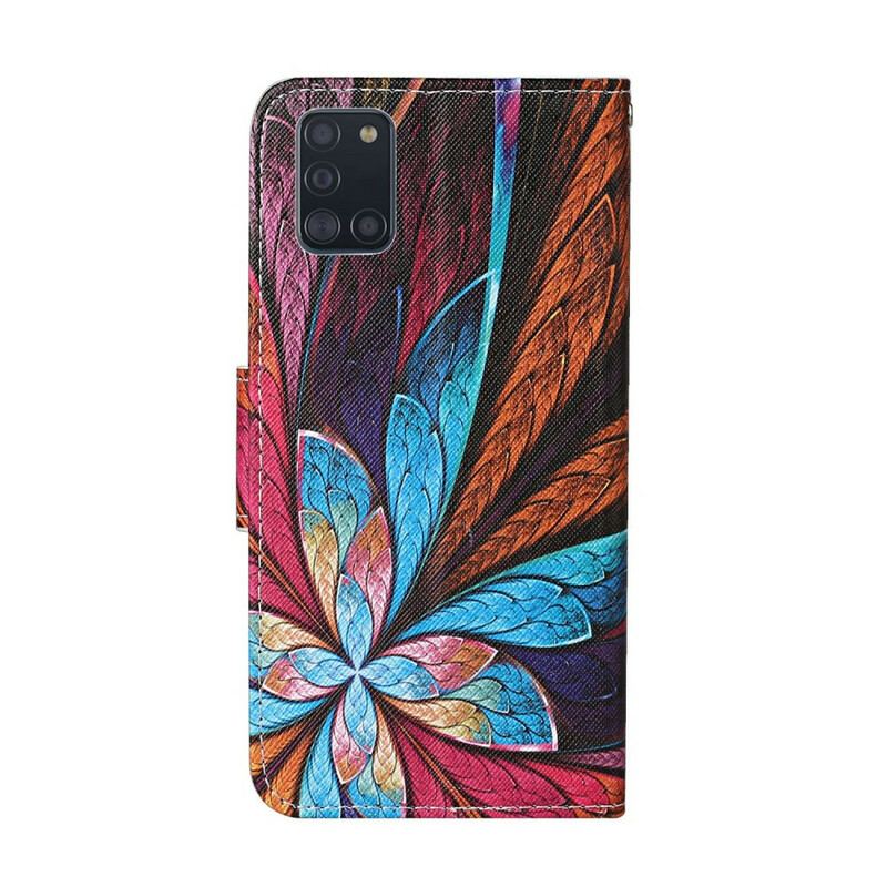 Capa De Couro Para Samsung Galaxy A31 Lençóis Coloridos Com Cordão