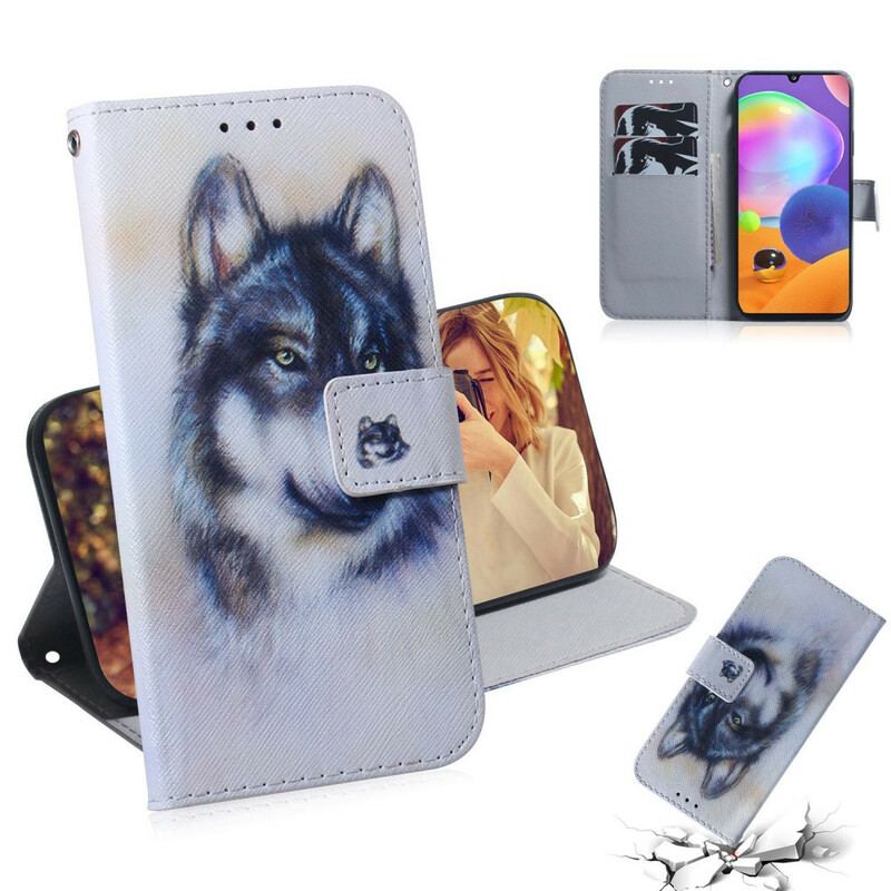 Capa De Couro Para Samsung Galaxy A31 Olhar Canino