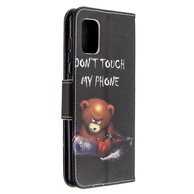 Capa De Couro Para Samsung Galaxy A31 Urso Perigoso