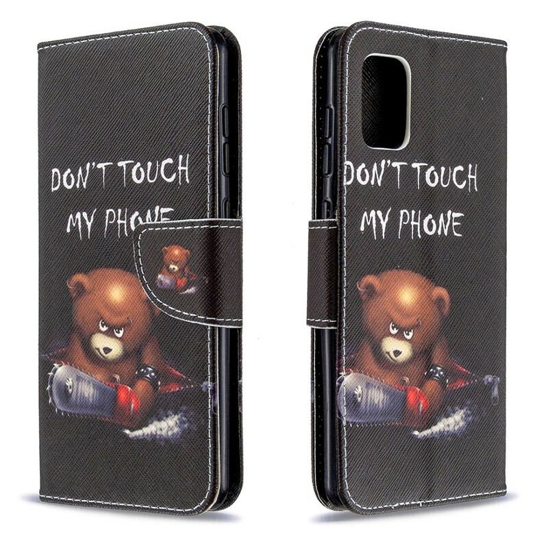 Capa De Couro Para Samsung Galaxy A31 Urso Perigoso