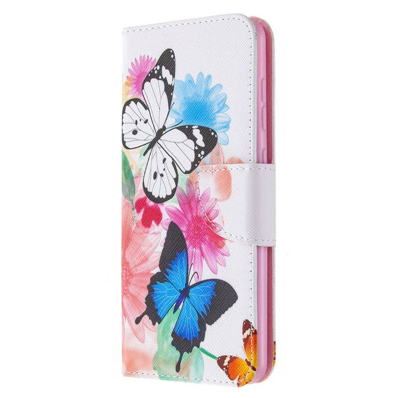 Capa Flip Para Samsung Galaxy A31 Borboletas E Flores Pintadas