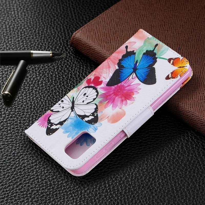 Capa Flip Para Samsung Galaxy A31 Borboletas E Flores Pintadas