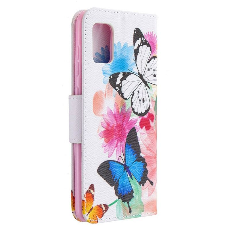 Capa Flip Para Samsung Galaxy A31 Borboletas E Flores Pintadas