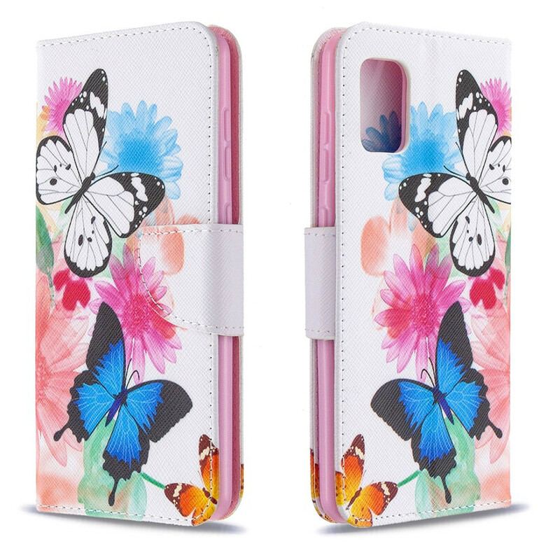 Capa Flip Para Samsung Galaxy A31 Borboletas E Flores Pintadas