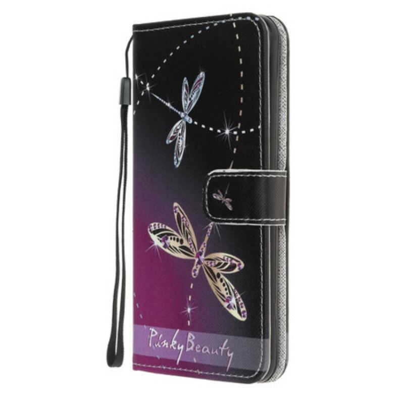 Capa Flip Para Samsung Galaxy A31 De Cordão Libélulas Strappy