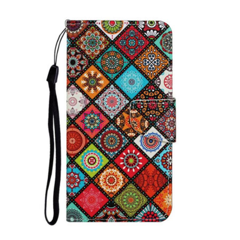 Capa Flip Para Samsung Galaxy A31 Mandalas De Patchwork Com Cordão