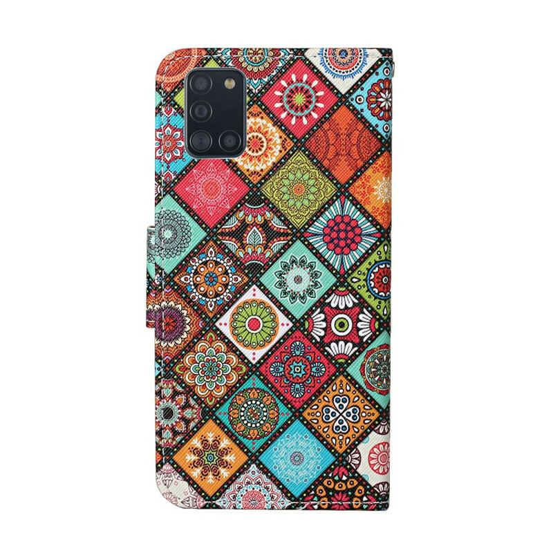 Capa Flip Para Samsung Galaxy A31 Mandalas De Patchwork Com Cordão