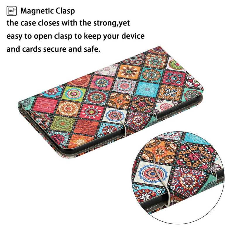 Capa Flip Para Samsung Galaxy A31 Mandalas De Patchwork Com Cordão