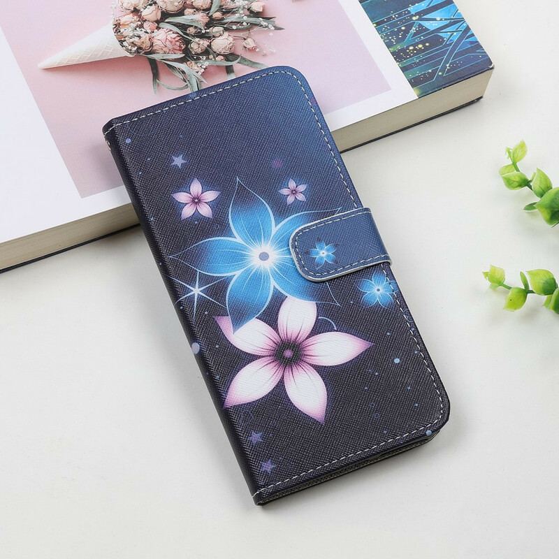 Capa Folio Para Samsung Galaxy A31 De Cordão Flores De Cinta Lunar