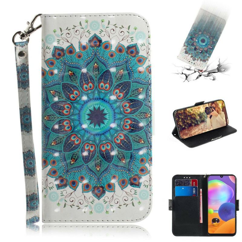 Capa Folio Para Samsung Galaxy A31 De Cordão Mandala Magistral Com Alça