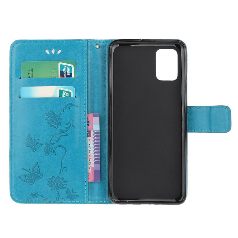 Capa Folio Para Samsung Galaxy A31 De Cordão Tanga Borboletas E Flores