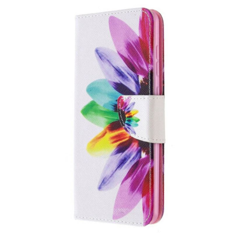 Capa Folio Para Samsung Galaxy A31 Flor Aquarela