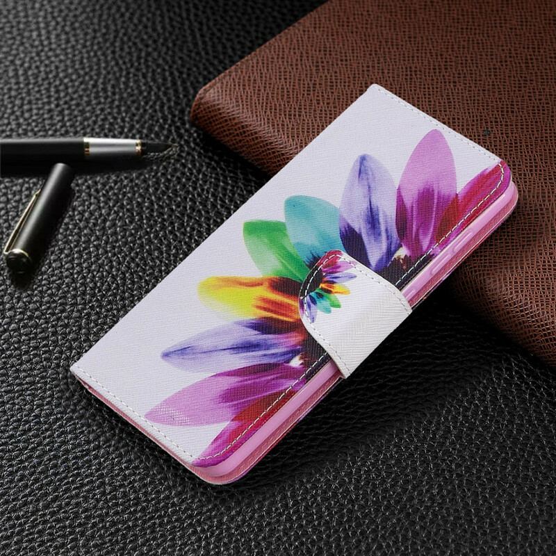 Capa Folio Para Samsung Galaxy A31 Flor Aquarela