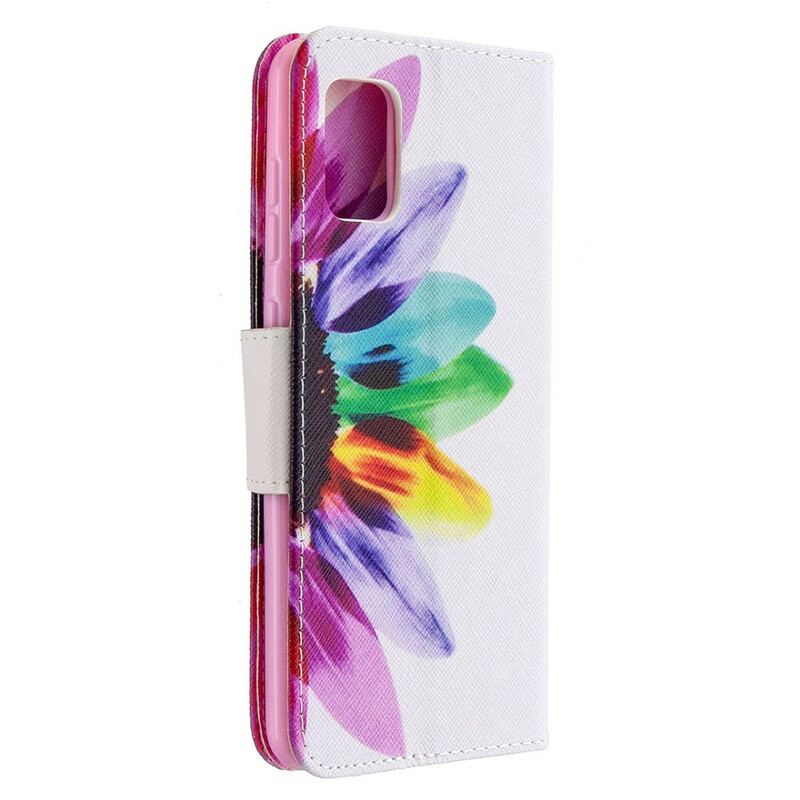 Capa Folio Para Samsung Galaxy A31 Flor Aquarela